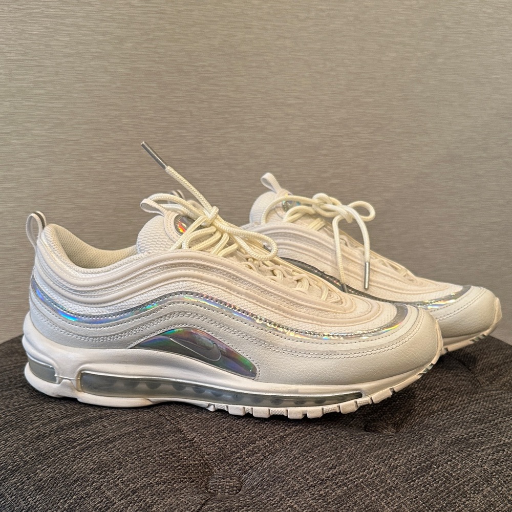 Nike Air Max 97 Iridescent White Women's Size 10 Running Shoes White Silver